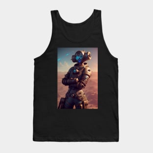 Cybernetic steampunk robot posing Tank Top